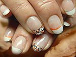 Leopardenmuster orange auf Acrylnägel